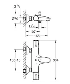 GROHE Grohtherm 800 Thermostatische Badkraan - EcoJoy - Hartafstand 15 Cm - Chroom -Badkamerproducten Winkel 1000x1200 12