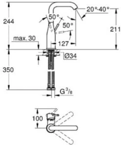 GROHE Essence New Wastafelkraan - Met EcoJoy® - Draaibare Uitloop - Zonder Waste - Chroom - 23541001 -Badkamerproducten Winkel 1000x1200 17