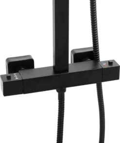 Doucheset Zwart - Met Regendouche 30cm - En Thermostaatkraan -Badkamerproducten Winkel 1008x1200