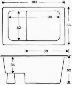 Zitbad Vrijstaand Marinella Rechthoek 65x105x52cm Polypropyleen Mat Wit -Badkamerproducten Winkel 1011x1200 2