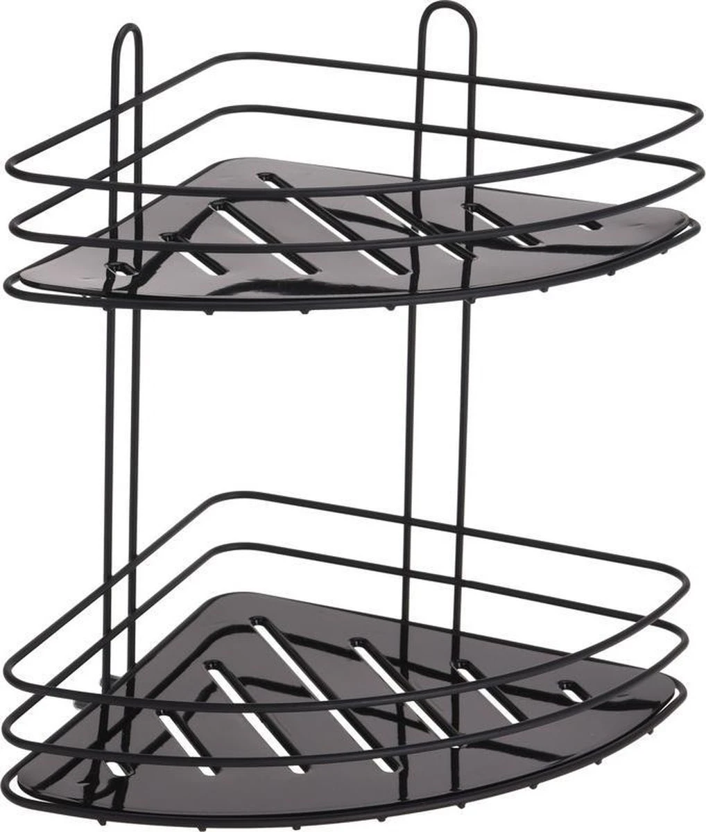 Merkloos Zwart Hoek Badkamerrekje/doucherekje 2-laags 23 Cm - Badkameraccessoires - Shampoo/zeep Rekje/houder 3 Merkloos Zwart Hoek Badkamerrekje/doucherekje 2-laags 23 Cm - Badkameraccessoires - Shampoo/zeep Rekje/houder