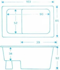 Saqu Zitbad - Mobiel Bad - 103x65cm - Wit - Incl Bijbehorende Poot En Zonder Afvoer -Badkamerproducten Winkel 1018x1200 2
