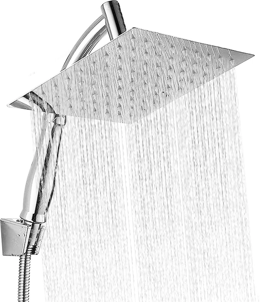 Regendouchekop Deluxe - ø 28CM - Douchekop Met Doucheslang En Douchekophouder - RVS 3 Regendouchekop Deluxe - ø 28CM - Douchekop Met Doucheslang En Douchekophouder - RVS