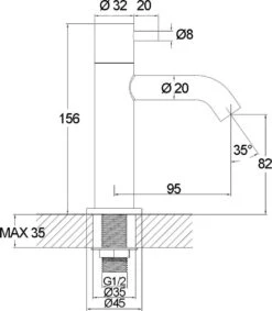 Merkloos Saqu Eurotrend Fonteinkraan - Hoog Model - Toiletkraan - Koudwaterkraan - Mat Zwart -Badkamerproducten Winkel 1046x1200 5