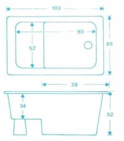 Zitbad Vrijstaand Marinella Rechthoek 65x105x52cm Polypropyleen Mat Wit -Badkamerproducten Winkel 1053x1200