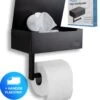 Toiletrolhouder Met Plankje En Bakje - WC Rolhouder Zwart - Opbergvak - Zelfklevend - Zonder Boren - RVS -Badkamerproducten Winkel 1059x1200 2