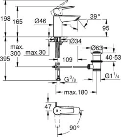 GROHE QuickFix Start Waterbesparende Wastafelkraan - Met EcoJoy® - Incl. Pop-up Waste - Chroom - 31137002 -Badkamerproducten Winkel 1067x1200 3
