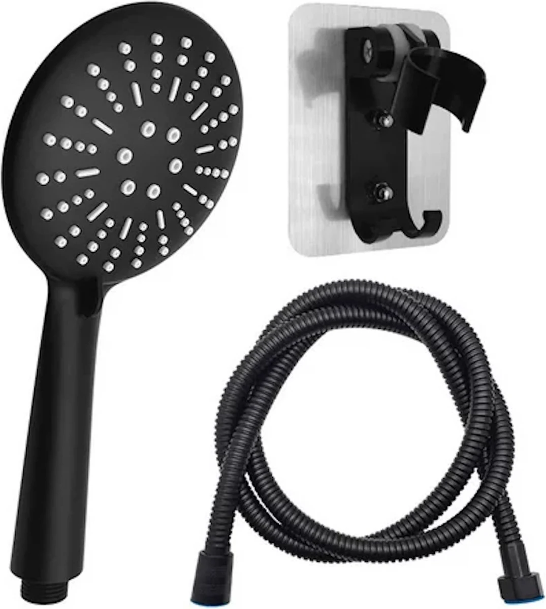 IBright Douchekop Met Slang – Mat Zwart - 3 Functies – Handdouche – Hoofddouche Inclusief Wandhouder Zonder Boren 3 IBright Douchekop Met Slang – Mat Zwart - 3 Functies – Handdouche – Hoofddouche Inclusief Wandhouder Zonder Boren