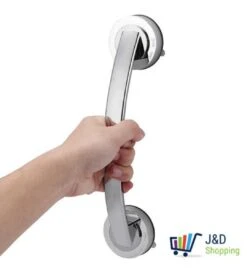 Handgreep Met Zuignap - Deurgreep -Badkamer Handgreep Met Zuignap - Douche - Helping Hand Handvat - Kunstof - Zilver - Groot -Badkamerproducten Winkel 1080x1200 2