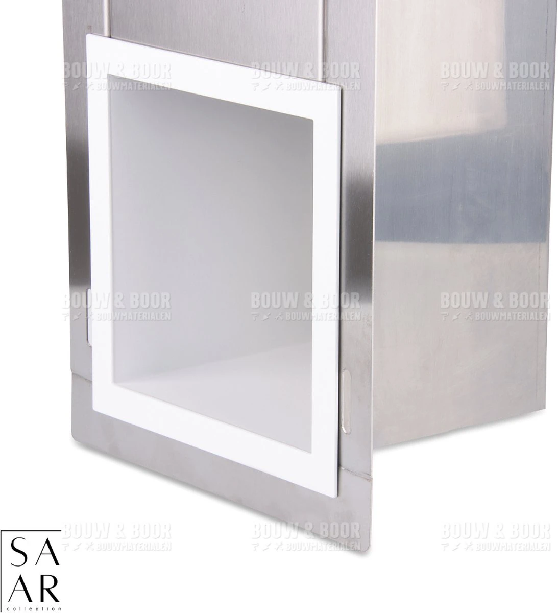 SAAR -Inbouw Toilet Reserve Rolhouder RVS - Met - MAT WIT - Inzetstuk , (uitneembaar) -72 X 20 X 13 Cm - Inbouwdiepte 12 Cm 5 SAAR -Inbouw Toilet Reserve Rolhouder RVS - Met - MAT WIT - Inzetstuk , (uitneembaar) -72 X 20 X 13 Cm - Inbouwdiepte 12 Cm - Afbeelding 3