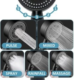 Imperatoris | DoucheSet - Douchekop Met Slang, Houder & Badmuts/Douchemuts - Waterbesparend – Hoge Druk – Regendouche - Zwart Mat -Badkamerproducten Winkel 1097x1200