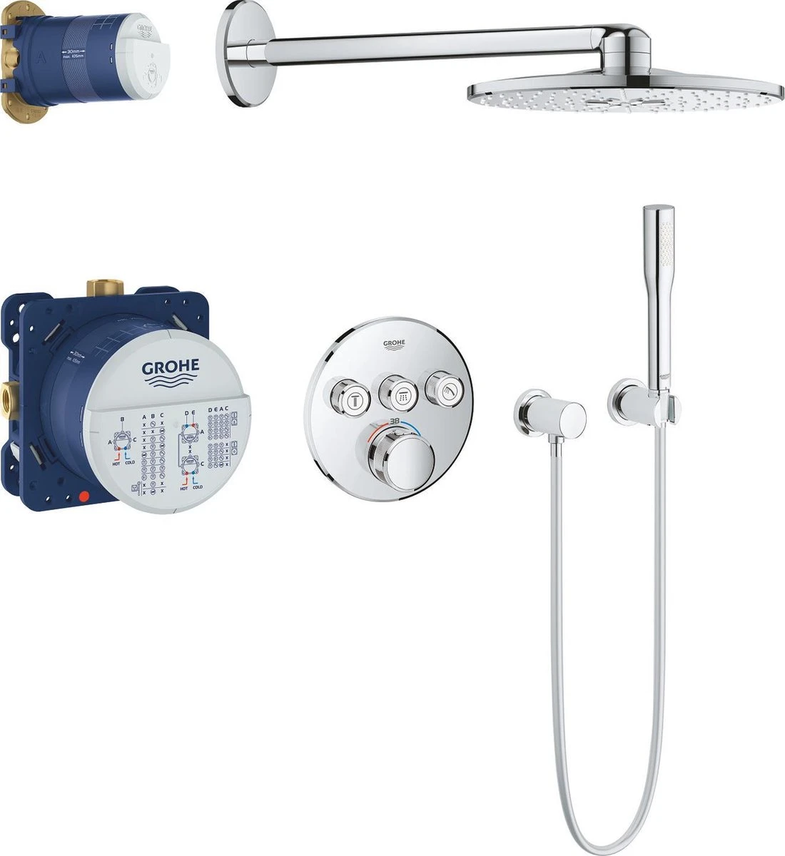GROHE Grohtherm SmartControl Regendouche - Inbouw - ø 31 Cm - Rond -Chroom 3 GROHE Grohtherm SmartControl Regendouche - Inbouw - ø 31 Cm - Rond -Chroom
