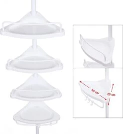 Merkloos Telescopisch Douche Rek Met 4 Lagen - Verstelbaar Bad / Douche Hoekrek Opbergrek - Uitschuifbaar Van 85-305 Cm - Wit -Badkamerproducten Winkel 1102x1200 2