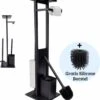Mmoods Toiletbutler Zwart - WC Borstel Met Toiletrolhouder Vrijstaand - Toiletborstel Siliconen Industrieel Design Mmoods - Reserverolhouder Zonder Boren Staand Met Plankje RVS -Badkamerproducten Winkel 1103x1200