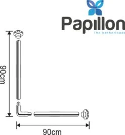 Papillon Douchegordijnstang - 90x90 Cm - Aluminium - Wit -Badkamerproducten Winkel 1107x1200