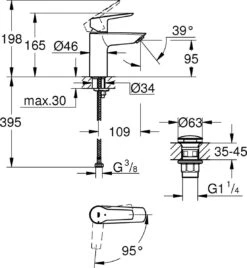 GROHE QuickFix Start Wastafelkraan - S-size - Met Waste - Mat Zwart -Badkamerproducten Winkel 1107x1200 3
