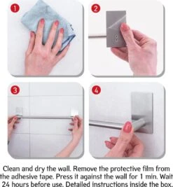 Tatkraft John - Zelkflevende Handdoekstang - Vaatdoek/Keukengerei/Handdoeken Stang Houder Rek Handdoekenrek Muur Steun - Wand Ophangsysteem Voor In De Keuken/Badkamer/Keukenkast - Handdoekrek Handdoekenstang - Zonder Boren - Geborsteld RVS - 40CM -Badkamerproducten Winkel 1111x1200