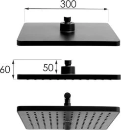 Doucheset Zwart - Met Regendouche 30cm - En Thermostaatkraan -Badkamerproducten Winkel 1117x1200