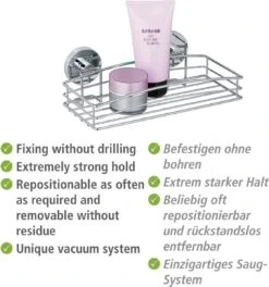 WENKO Vacuum-Loc Doucherek Chroom - Bevestigen Zonder Boren -Badkamerproducten Winkel 1121x1200