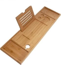 Merkloos Decopatent® Luxe Badplank - Badrekje - Uitschuifbaar 75 Tot 110 Cm - Boekenhouder - Tablethouder - Bamboe Hout Badplankje - Badrek -Badkamerproducten Winkel 1128x1200 1