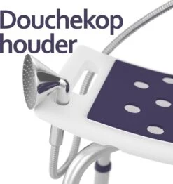Sanicraft® Douchekruk - In Hoogte Verstelbaar - Douchekrukje - Roestvrij - 150kg Draagkracht - Comfortabel Zitkussen - Inclusief Douchekophouder, Handgrepen, Anti Slip Poten -Badkamerproducten Winkel 1132x1200 4