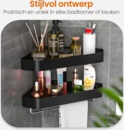Goliving Doucherek 2 Laags - Doucherek Zonder Boren - Doucherekje Hoek - Douchemandje - Badkamerrek - Badkamer Accessoires - Zwart -Badkamerproducten Winkel 1145x1200 1