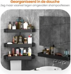 Goliving Doucherek 2 Laags - Doucherek Zonder Boren - Doucherekje Hoek - Douchemandje - Badkamerrek - Badkamer Accessoires - Zwart -Badkamerproducten Winkel 1154x1200 1