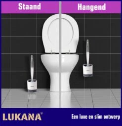 Lukana Siliconen WC Borstel Met Zeepdispenser - Hervulbaar - Vrijstaand Of Hangend - Sneldrogend, Hygiënisch & Antibacteriële Werking - Zonder Boren - Toilet Brush - Toiletborstel Houder - Lekbak -Badkamerproducten Winkel 1162x1200 1