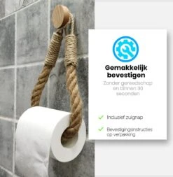 Jelta Toiletrolhouder Zonder Boren- Wc Rolhouder - Zuignap - Zelfklevend - Hout En Touw -Badkamerproducten Winkel 1170x1200 4