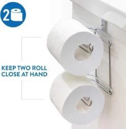 Wonderworker Clever - Hangende RVS Toiletpapier Houder - WC Rolhouder Hangend Verchroomd - Closetrolhouder - Reserverolhouder - WC Rol Houder - Dubbele Closetrolhouder - Zonder Boren & Schroeven - Geschikt Voor Toiletpot/Over De Deur - Verchroomd -Badkamerproducten Winkel 1174x1200 1