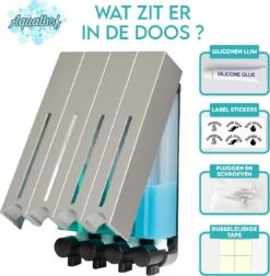 Aquathof, Zeepdispenser, RVS Kleur, 4 Kamer, 4 Reservoirs, 4x500ml, Hangend - Wandmontage -Badkamerproducten Winkel 1174x1200 2