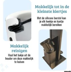 Mmoods Toiletbutler Zwart - WC Borstel Met Toiletrolhouder Vrijstaand - Toiletborstel Siliconen Industrieel Design Mmoods - Reserverolhouder Zonder Boren Staand Met Plankje RVS -Badkamerproducten Winkel 1177x1200 3