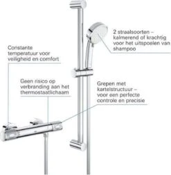 GROHE Grohtherm-1000 Performance Renovatieset - Met Thermostaatkraan, Koppelingen, Glijstang En Hoofddouche - CoolTouch - Chroom -Badkamerproducten Winkel 1178x1200 11