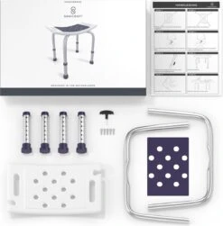 Sanicraft® Douchekruk - In Hoogte Verstelbaar - Douchekrukje - Roestvrij - 150kg Draagkracht - Comfortabel Zitkussen - Inclusief Douchekophouder, Handgrepen, Anti Slip Poten -Badkamerproducten Winkel 1182x1200 6