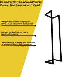 SaniDreams Carbon Handdoekenrek L Zwart - Staal - 90x25x20cm 20 SaniDreams Carbon Handdoekenrek L Zwart - Staal - 90x25x20cm -Badkamerproducten Winkel 1183x1200 2