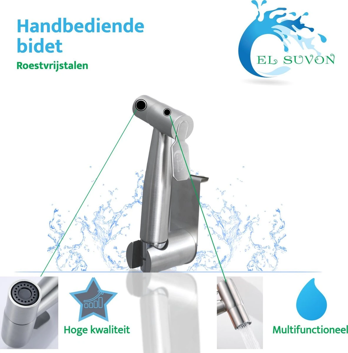 El Suvon® Bidet Handdouche - Shattaf - Bidet Sproeier - Bidetkraan 6 El Suvon® Bidet Handdouche - Shattaf - Bidet Sproeier - Bidetkraan - Afbeelding 4