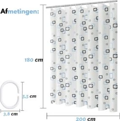 VAIVE Douchegordijn Blauw 180x200 - Anti Schimmel - Douchegordijnen - Ringen 11 VAIVE Douchegordijn Blauw 180x200 - Anti Schimmel - Douchegordijnen - Ringen -Badkamerproducten Winkel 1185x1200