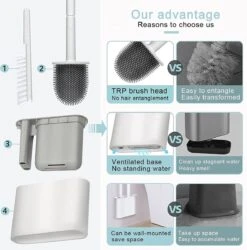 Merkloos WC Borstel Met Houder | WC Borstel | Vrijstaand | Flexibel | Wit | Inclusief Ophangsysteem En Gratis Borsteltje -Badkamerproducten Winkel 1187x1200 4