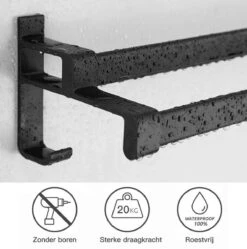 Merkloos Cgoods Handdoekrek Dubbele Stang Zonder Boren - Handdoekrek Badkamer - Handdoekhouder - Handdoekstang - 60CM -Badkamerproducten Winkel 1188x1200 3