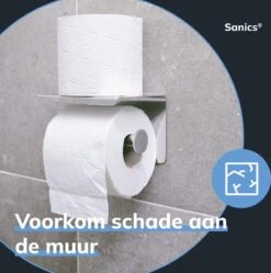 Sanics WC Rolhouder Zilver – Toiletrolhouder Zonder Boren – Met Plankje - Zelfklevend - RVS -Badkamerproducten Winkel 1189x1200 10