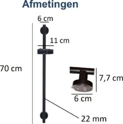 Moodcare® Glijstang - Douche Glijstang - 70 Cm - Mat Zwart - Zonder Boren -Badkamerproducten Winkel 1189x1200 6