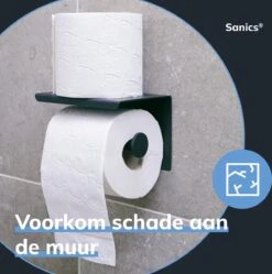 Sanics WC Rolhouder Zwart – Toiletrolhouder Zonder Boren – Met Plankje - Zelfklevend - RVS -Badkamerproducten Winkel 1189x1200 7
