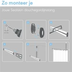 Sealskin - Easy Roll Douchegordijnstangset - 90x90x90 Cm - Wit -Badkamerproducten Winkel 1194x1200 11