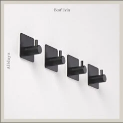 Merkloos Handdoekhaak 4 + 1 GRATIS Set Zonder Boren - RVS - Zwart - Vierkant Zelfklevend - Badjas - Theedoek Hanger Keuken Badkamer Handdoek Haakjes -Badkamerproducten Winkel 1194x1200 16