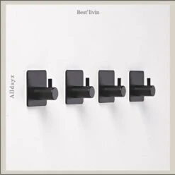 Merkloos Handdoekhaak 4 + 1 GRATIS Set Zonder Boren - RVS - Zwart - Vierkant Zelfklevend - Badjas - Theedoek Hanger Keuken Badkamer Handdoek Haakjes -Badkamerproducten Winkel 1194x1200 18