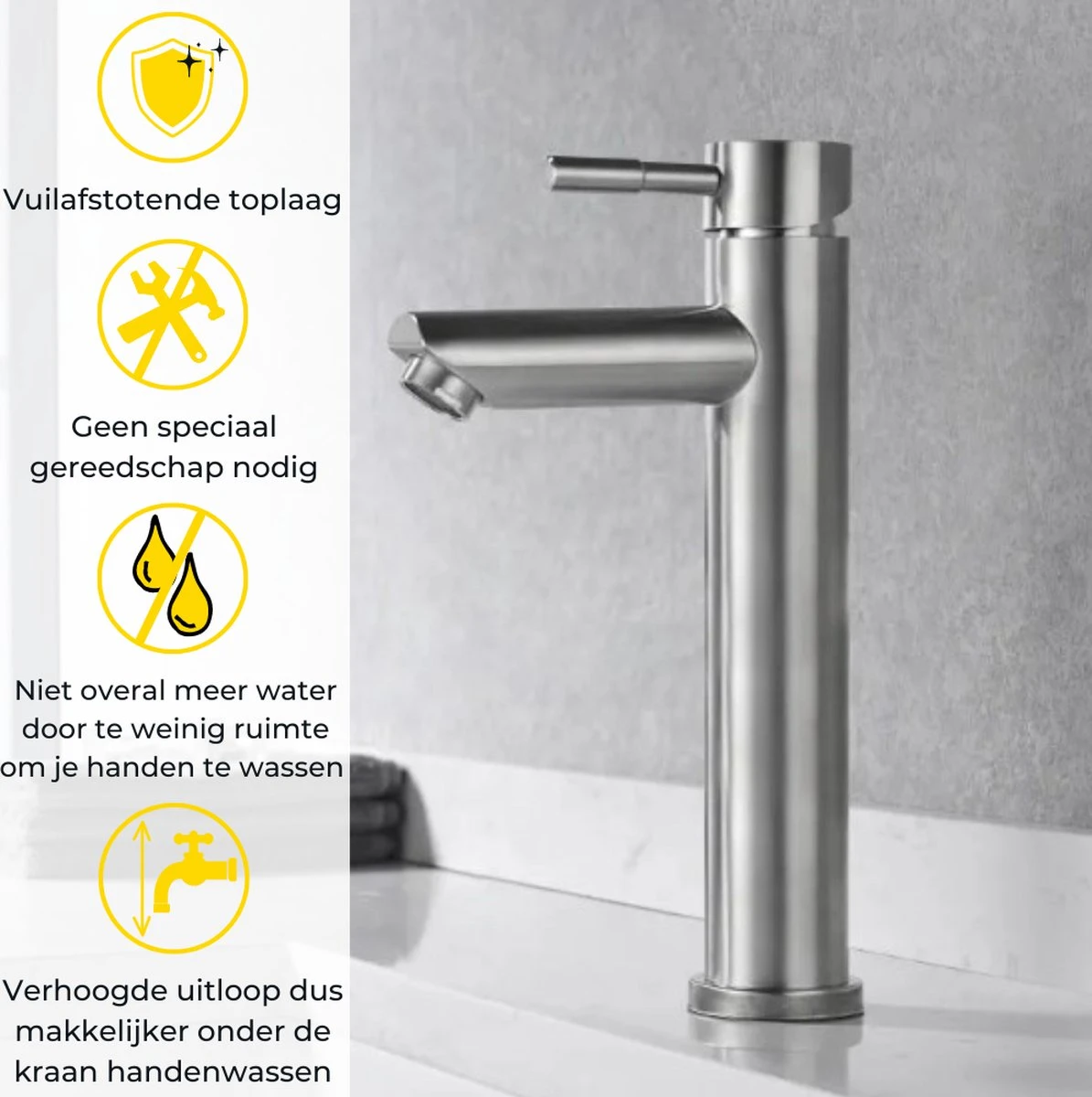 Stylumo Toiletkraan Chroom – Fonteinkraan RVS – Koudwaterkraan – WC Kraan – Alleen Koud Water 4 Stylumo Toiletkraan Chroom – Fonteinkraan RVS – Koudwaterkraan – WC Kraan – Alleen Koud Water - Afbeelding 2