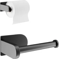 Nevana Toiletrolhouder - WC Rolhouder - Toiletpapier - Papier Rol Houder - Zelfklevend - Zonder Boren - Zwart - RVS