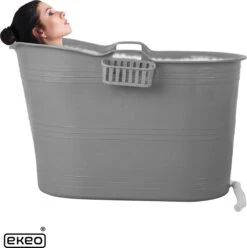 EKEO Zitbad - 210L - Mobiele Badkuip - Bath Bucket - Ijsbad- Tuinbad - Grijs -Badkamerproducten Winkel 1197x1200 18