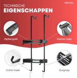 SIAFOSS Doucherek Zonder Boren Doucherek Hangend - 100% Stevig - 100% RVS - Hangend Badkamerrekje - Doucherek Aan Douchewand - Badkamer Accessoires - RVS Zwart - 2 Laags - Douchemand -Badkamerproducten Winkel 1197x1200 4