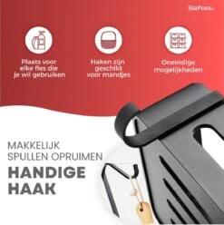 SIAFOSS Doucherek Zonder Boren Doucherek Hangend - 100% Stevig - 100% RVS - Hangend Badkamerrekje - Doucherek Aan Douchewand - Badkamer Accessoires - RVS Zwart - 2 Laags - Douchemand -Badkamerproducten Winkel 1197x1200 5